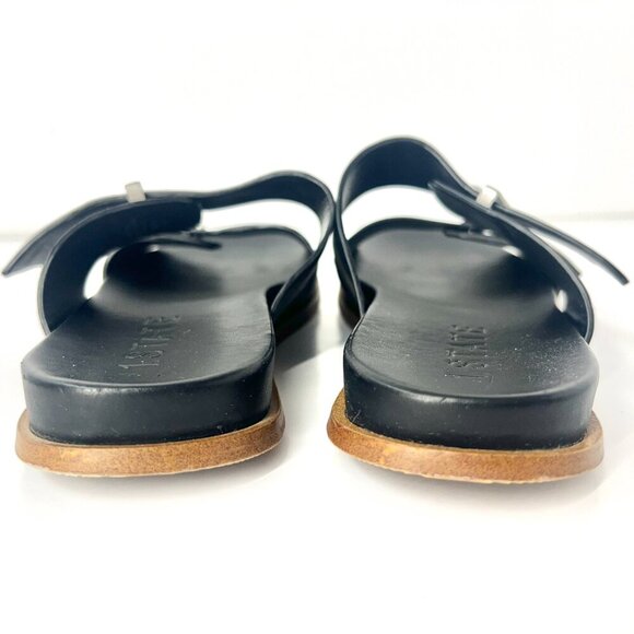Sz 8.5 - 1.State Women's Ocel Black Leather Dual Buckle Strap Slip On Sandal - Picture 7 of 10